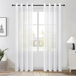 Topfinel Vorhänge mit Ösen Gardinen Wohnzimmer 140x250 cm Vorhang Weiß Transpare — Empfehlung für Vorhänge mit