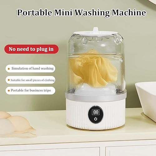 Miniatura 3 de Lavadora de ropa interior, taza de lavandería portátil, taza de lavado turbo portátil, mini lavadora portátil recargable con 3000 mAh, ligera para