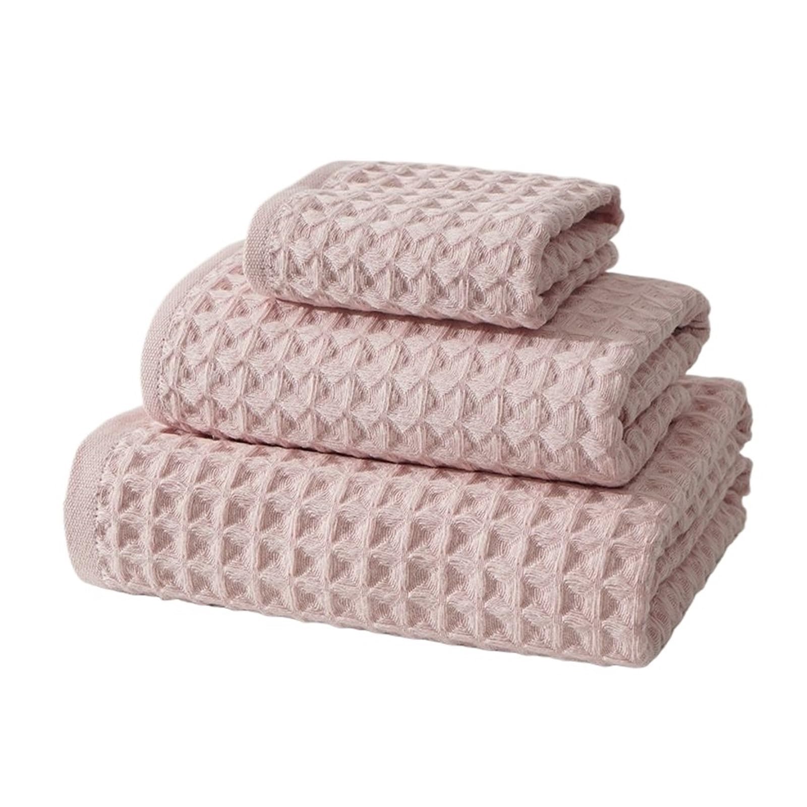 FGUJSUR Bath Towel Cotton Gauze Towel Adult Household Soft Absorbent Face Bath Hand(Pink)