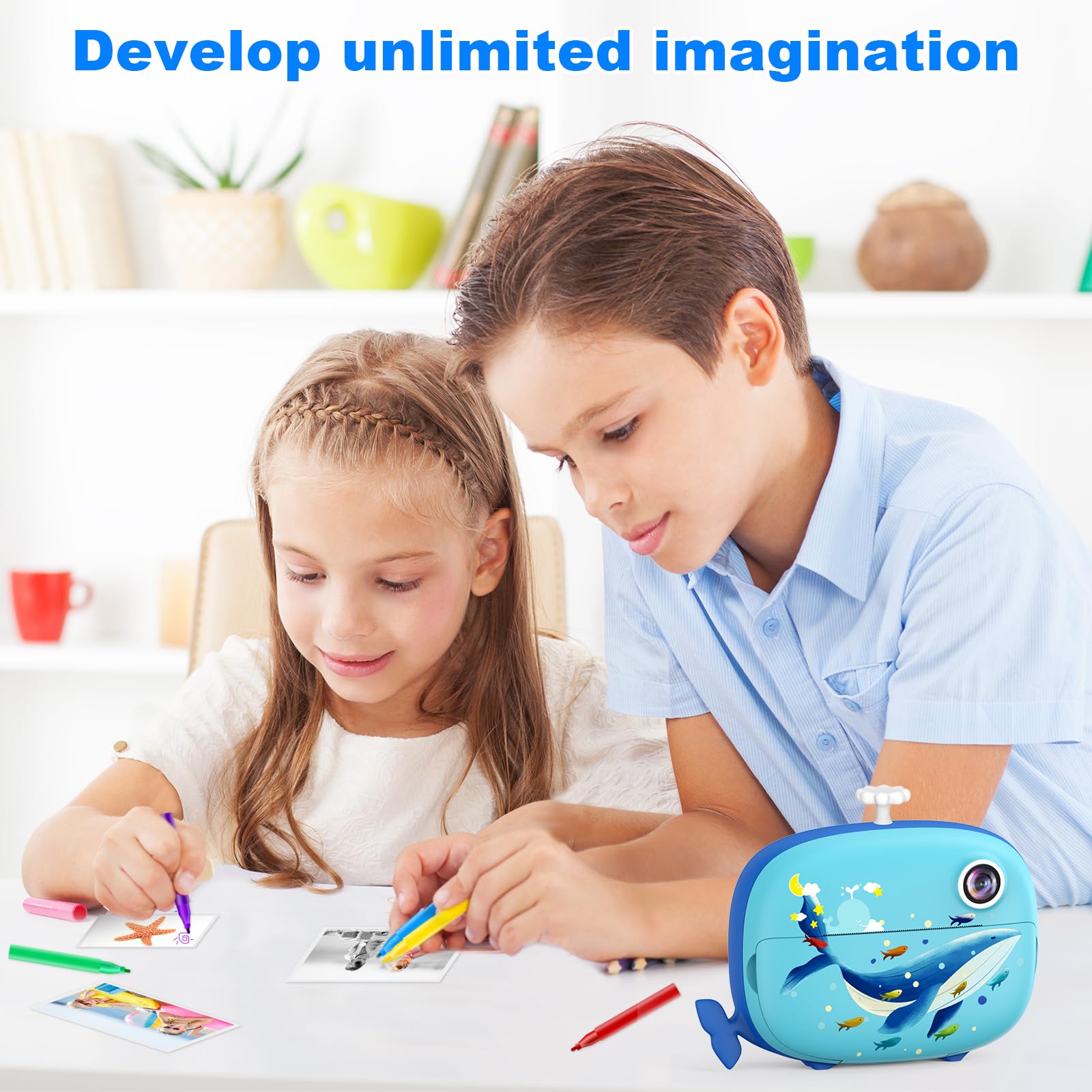 Appareil Photo Instantané Tosaju Pour Enfant – 20MP, Vidéo 1080p, écran IPS 2,4″ – Impression Sans Encre – Carte 32 Go Et 3 Rouleaux Inclus – Cadeau Pour Filles Garçons – Violet