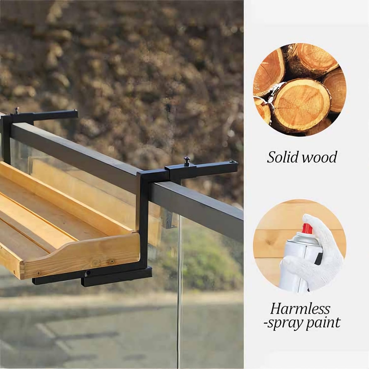 Adjustable Outdoor Railing Planter Holders - 90cm Balcony Flower Pot Brackets, Stylish Garden Plant Stand for Window, Porch, and Patio Decor