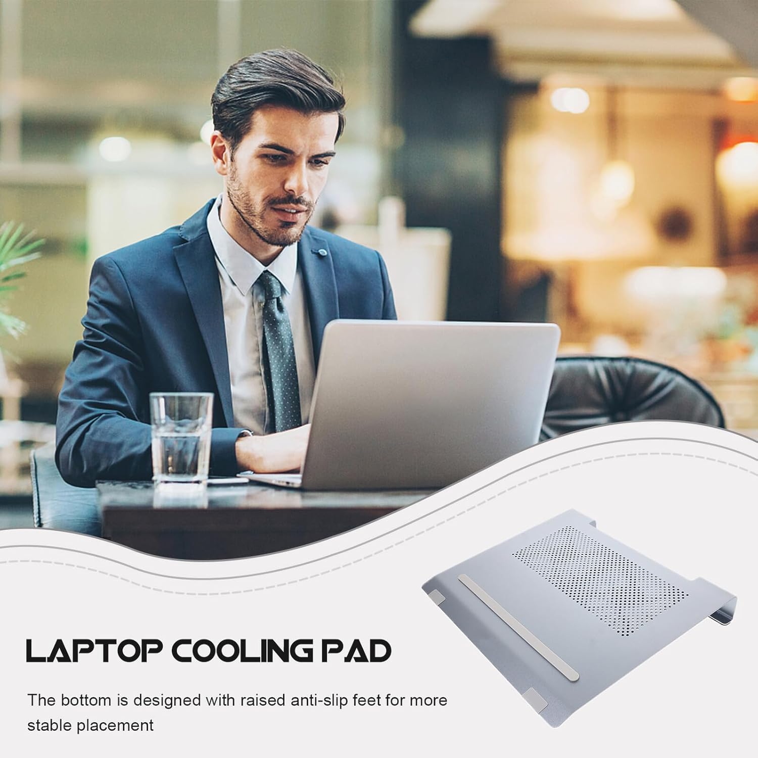 Generic Aluminum Alloy Laptop Cooler Stand with USB Fan, Adjustable Height Cooling Pad for Gaming and Office Laptops, Gray Notebook Cooling Support for Efficient Heat Dissipation