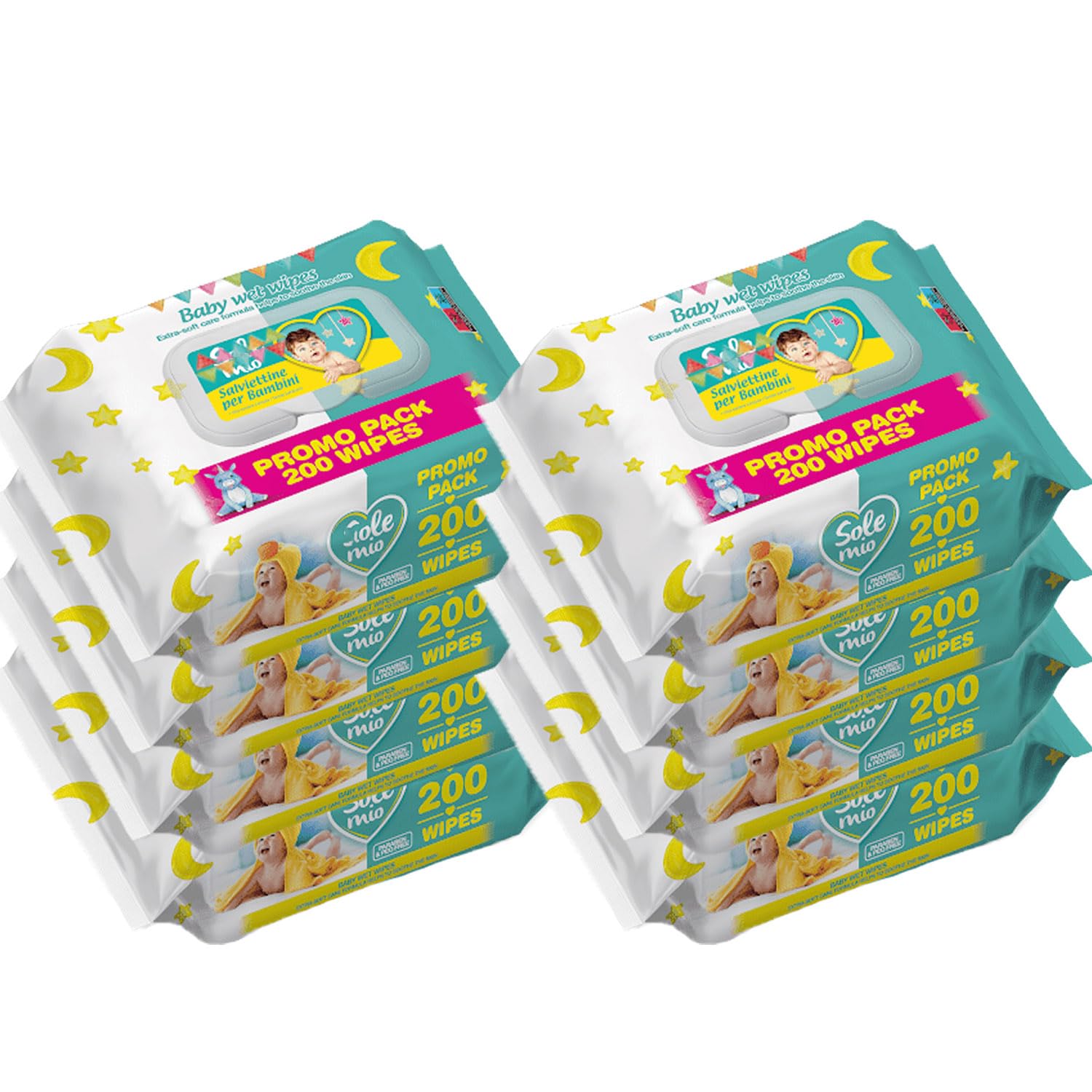 Thrink Extra-Soft Baby Wipes – 8 Packs (1,600 Wipes Total) - Skin-Friendly Wet Wipes for Hands, Face & Nappy Changes, Alcohol & Paraben Free, Ideal for Daily Baby Care