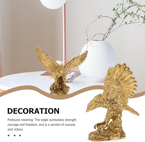 Miniatura 9 de ABOOFAN Estatua de águila de resina, figuras de águila calva, doradas, doradas, vintage, águila, escultura, Fengshui, figuras de animales, oficina,