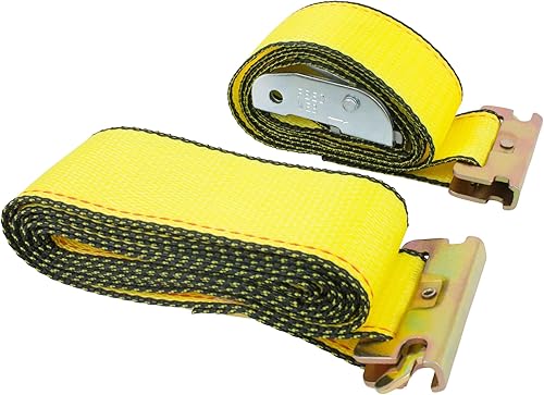 Miniatura 4 de Mytee Products Correas de hebilla de leva E Track de 2 pulgadas x 12 pies con resorte E-Fittings, 2500 libras - Correas amarillas resistentes para