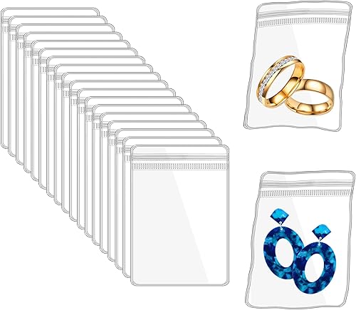 LingLingo Bolsas de almacenamiento de joyas transparentes pequeñas bolsas de plástico transparente de PVC con cierre de cremallera para anillos