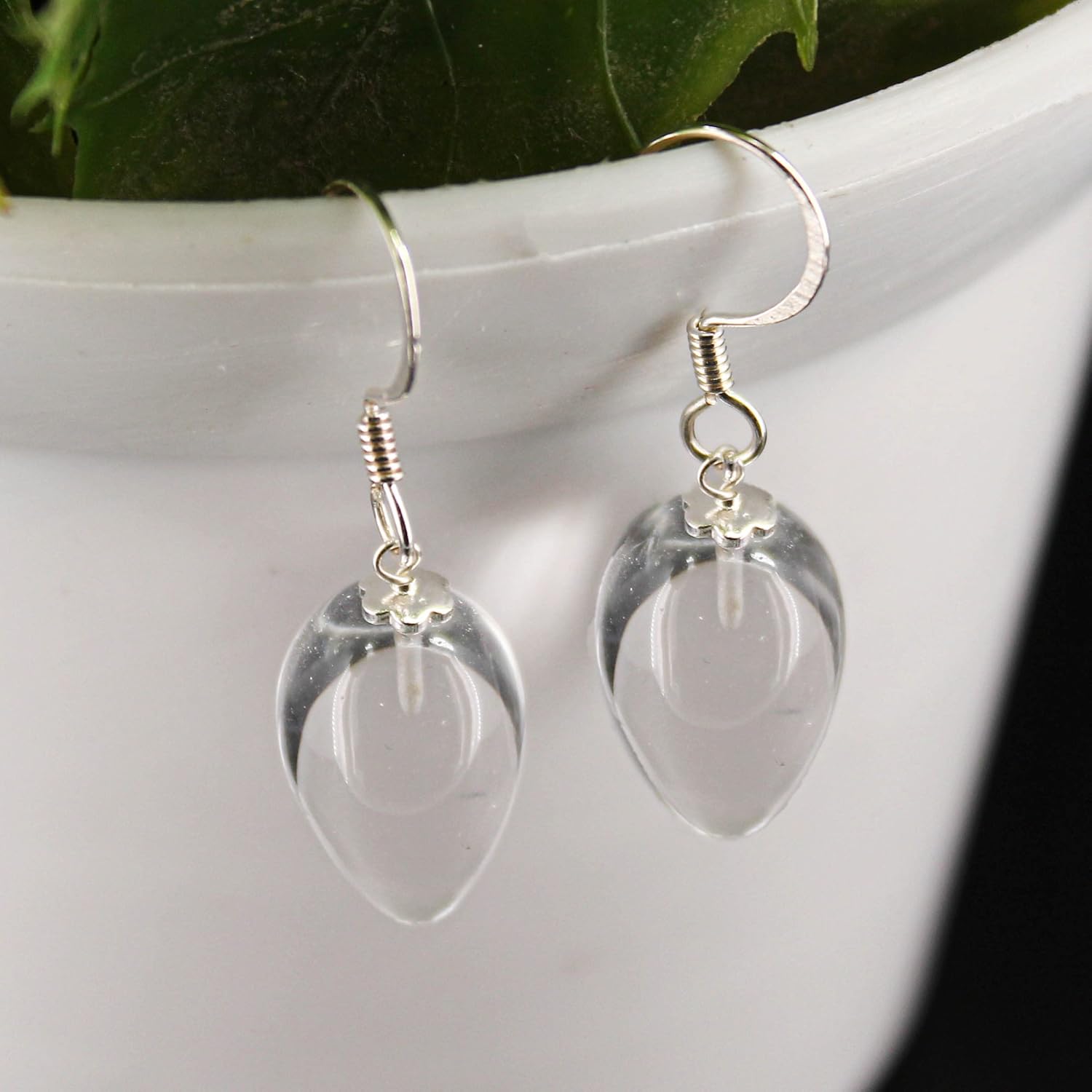 Dangle Drop Earrings for Women, Teardrop Crystal Earrings, Natural Gemstone Jewelry, 925 Silver, Everyday Wear, Gift for Mom Girlfriend Daughter, 1-1.5 inch