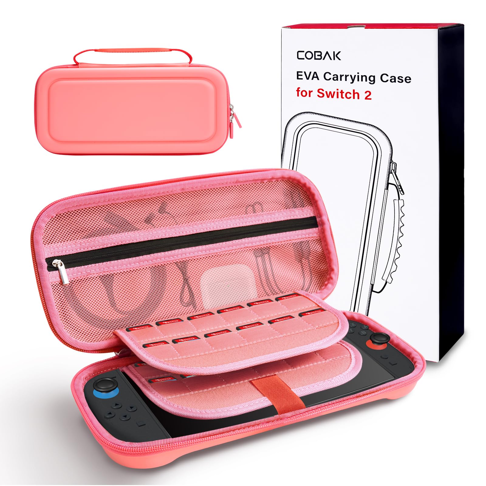 CoBak Funda Nintendo Switch 2 (2025) - Set 3en1: 2 Protectores Vidrio + 2 Gomas Palancas + Funda Rígida Portátil, Negro — view 15