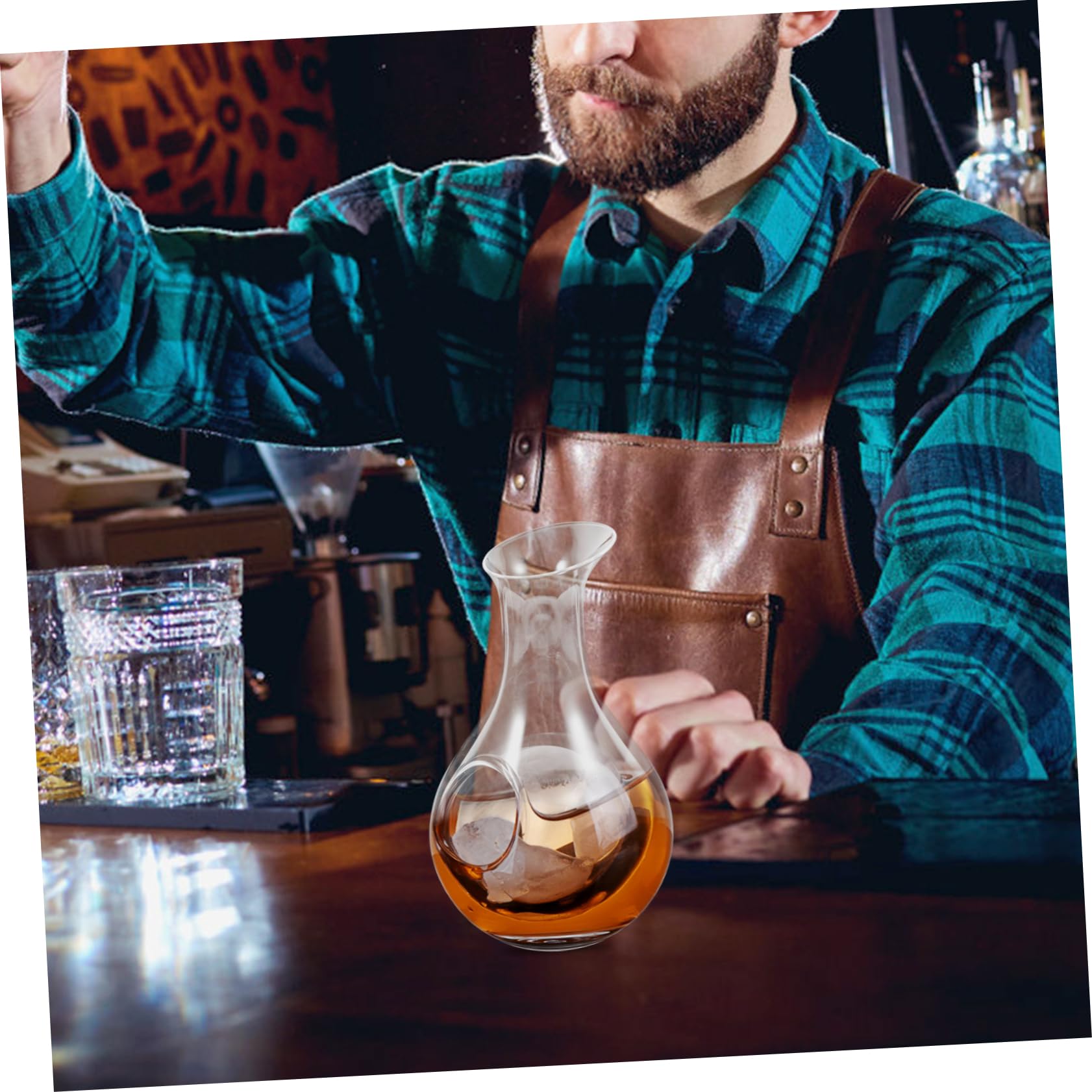 CIYODO 1pc Ice Jug Decanter for Wine Inflatable Suit Flasks Air Clear Sake Bottle Clear Vase Mug Hydro Jug Water Bottle Japanese Wine Decanter Touchless Drink Dispenser Lead- Glass