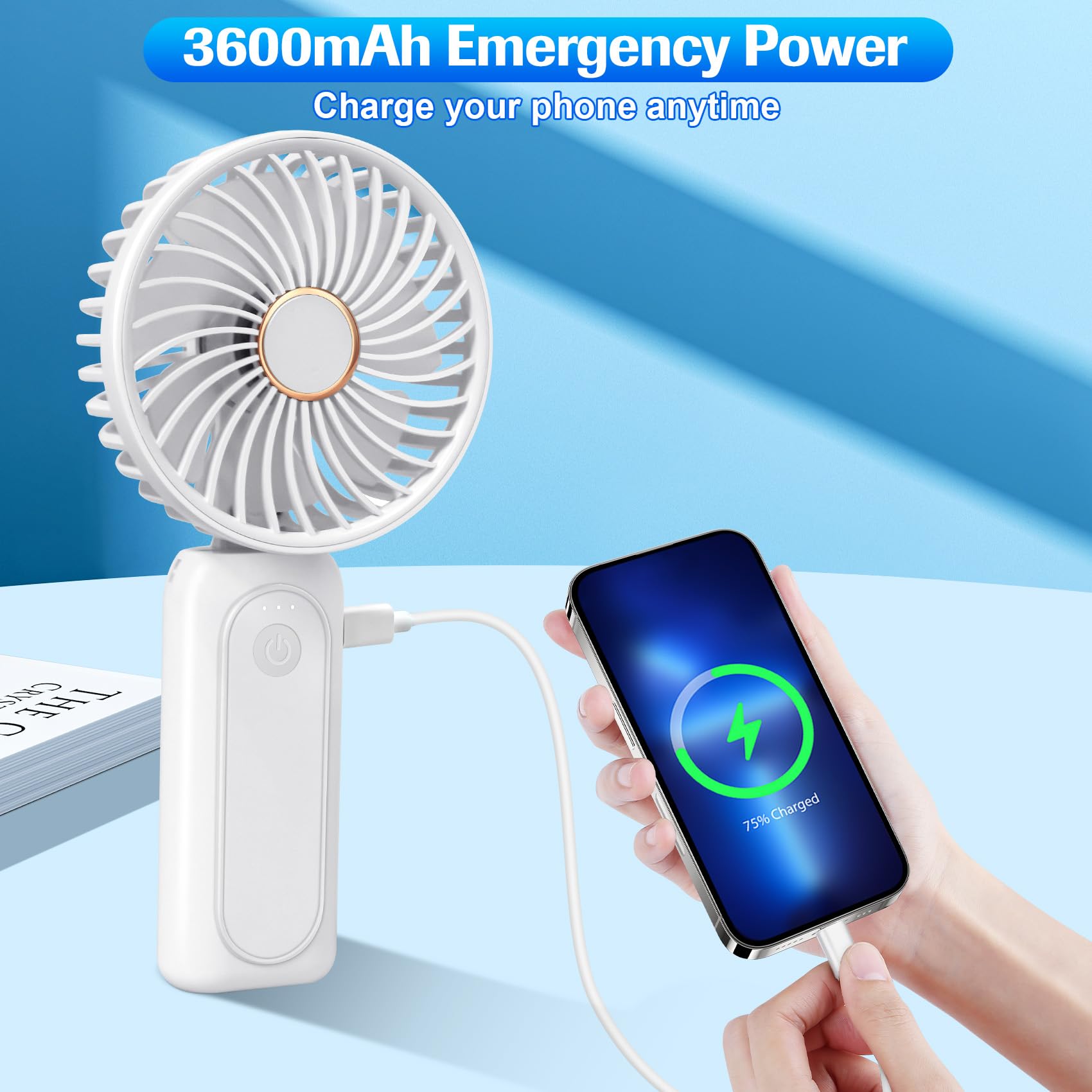 Mini Ventilatore Portatile Pieghevole USB - Ricaricabile Da Scrivania - Foto 6