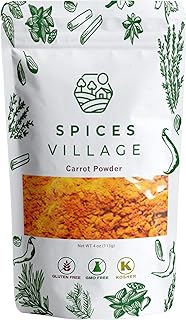 SPICES VILLAGE Dried Carrot Powder [4 oz] - Natural Grounded Carrot, Great for Baking, Smoothies, Shakes, Juices - Kosher,...