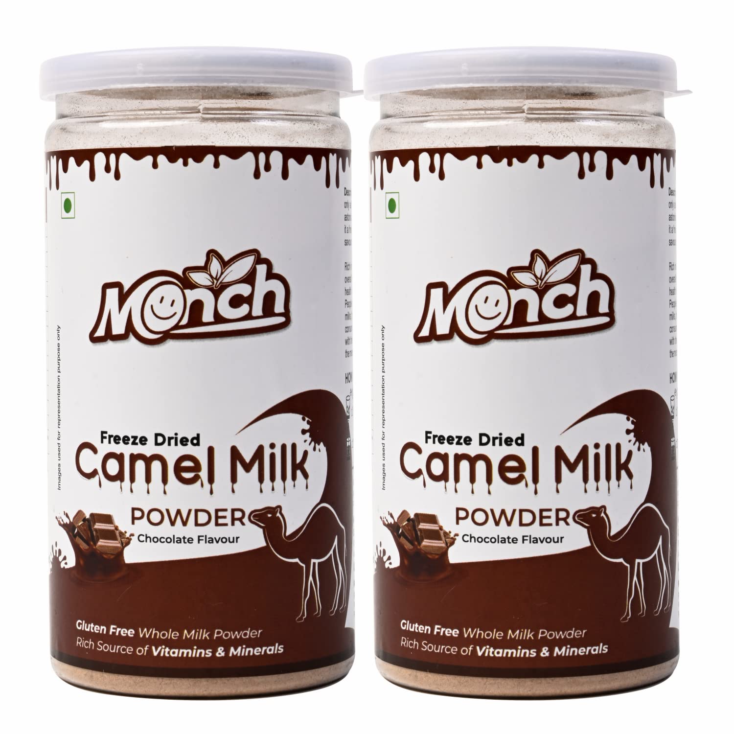 Monch Camel Milk Powder - Camel Milk Powder Helps In Height - Freeze Dried, Chocolate Flavoured (100g, Pack of 2)|Premium, Rich & Creamy, Instant Nutrient-Rich Dairy Alternative with Gourmet Chocolate Infusion, Single-Serve Convenience