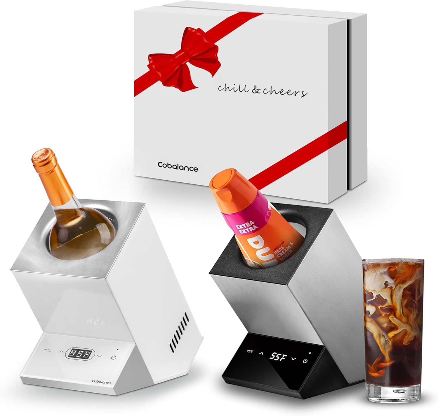 Cobalance Electric Wine Chiller - Wine Bottle Cooler & Coffee Creamers Chiller - Portable Wine Cooler - Wine Accessories for Wine Lovers - Wine Chiller, 2-Pack