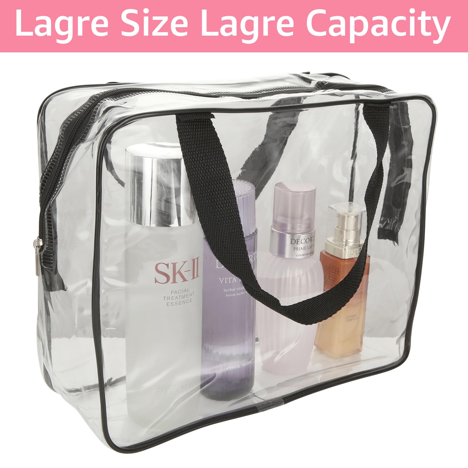 VIDETOL 4 Pcs Large Clear Toiletries Bags, Waterproof Large Transparent Storage Bags with Zipper and Handle - Image 4