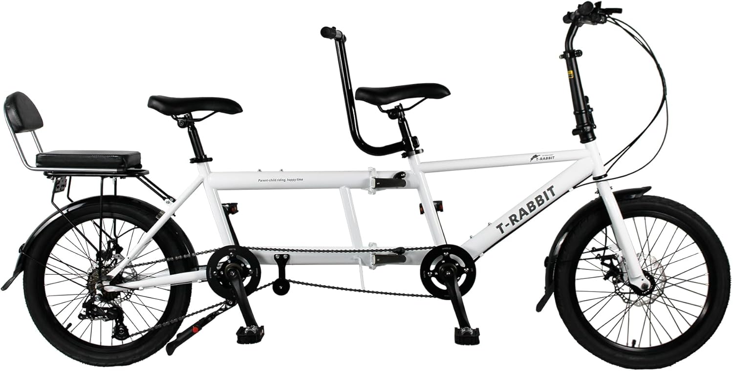 SASOKI Bicicletta tandem, bicicletta pieghevole per tre persone, materiale in acciaio ad alto tenore di carbonio, resistente alla ruggine e durevole