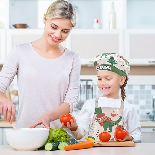 Miniatura 5 de Bee Custom Kids Apron and Chef Hat Set for Painting Personalized Kitchen Cooking Apron for Boys Girls (3-12 Years)