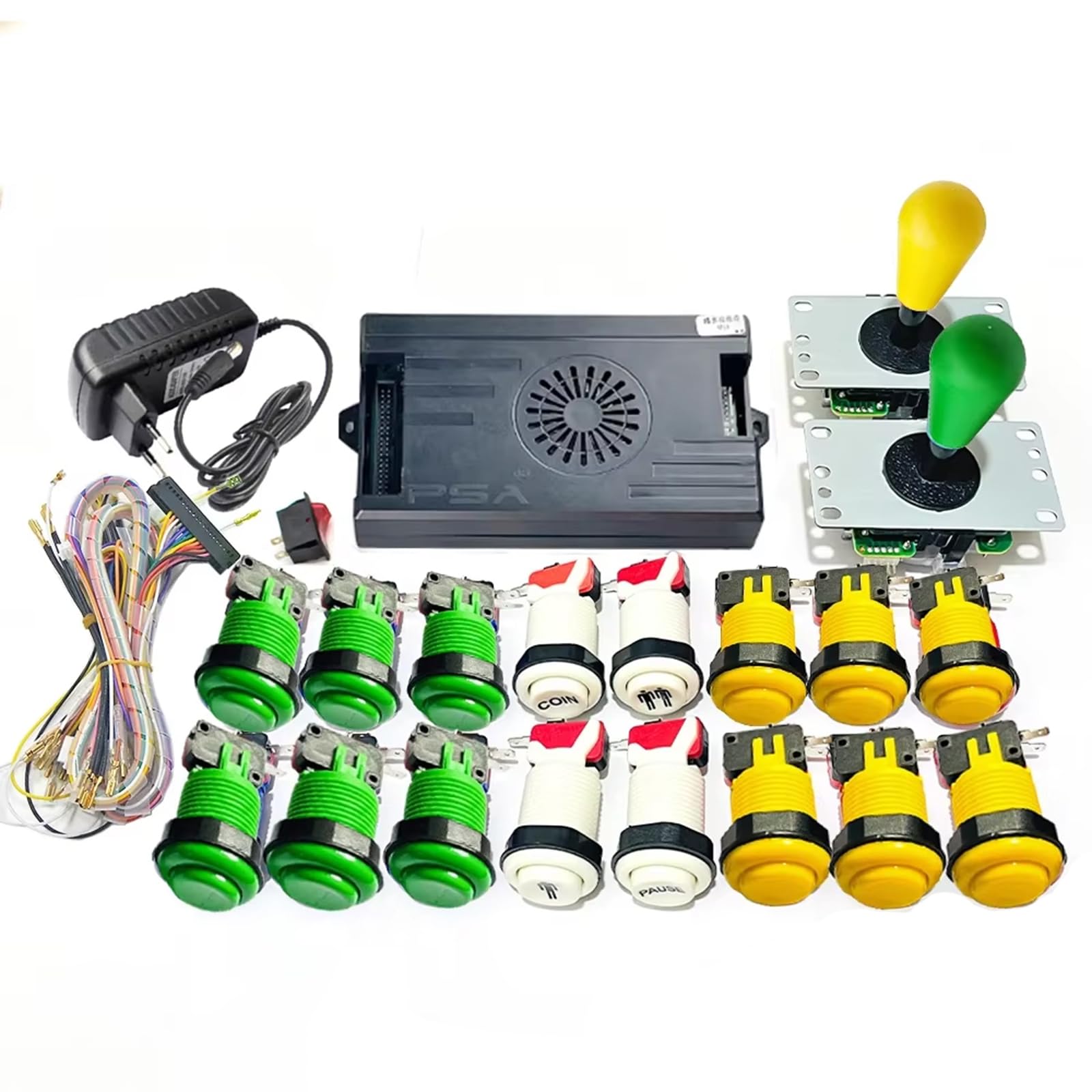 UYXOERA Kit sistema di gioco 9800 in 1 Saga con pulsanti Arcade HAPP Joystick 5 pin 8 vie, VGA, compatibile HDMI, registrazione punteggio alto, giochi 3D HD uscita 1280x720P, videogioco domestico fai