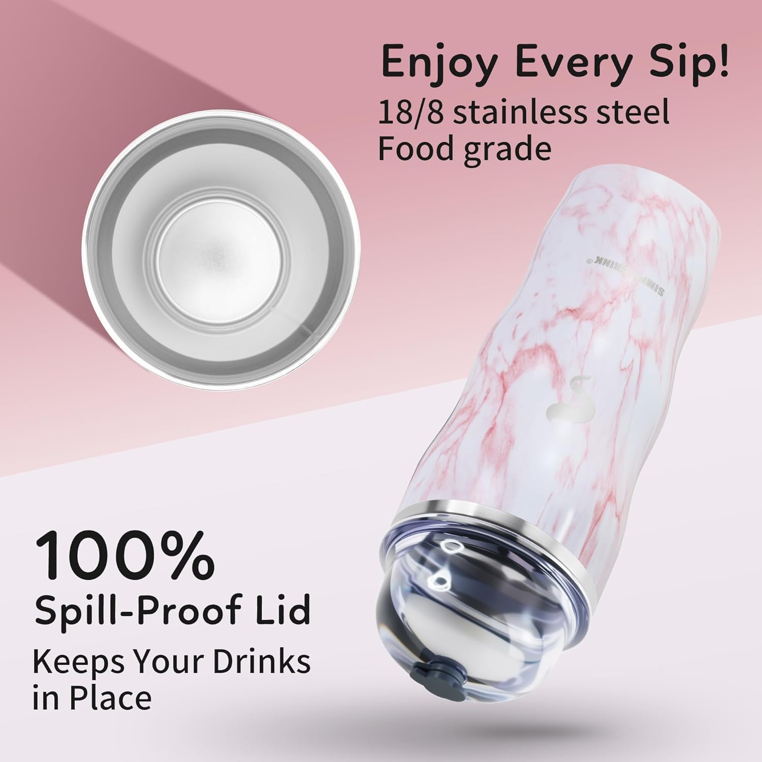 20Oz Insulated Tumbler With Straw And Lid,Stainless Steel Straws for Tumbler,Double Wall Vacuum Travel Mug,Spill Proof Tumble, Travel Cup for Iced Coffee, Jelly Pink - Image 2