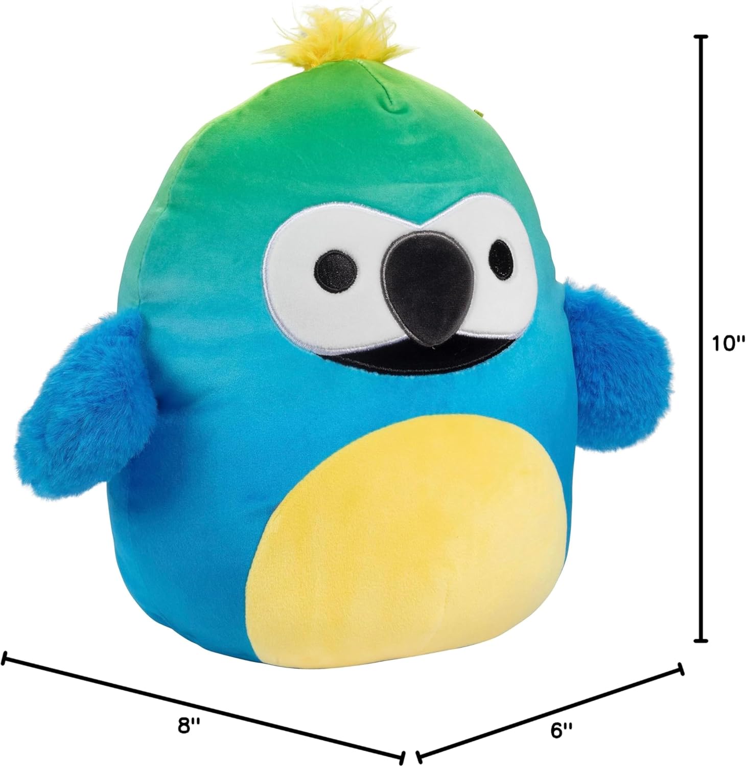 Squishmallows Original 10 Inch Baptise The Macaw - Official Jazwares Plush - Soft, Cuddly Collectible Bird Parrot Stuffed Animal Toy - Gift for Boys, Girls, & Kids