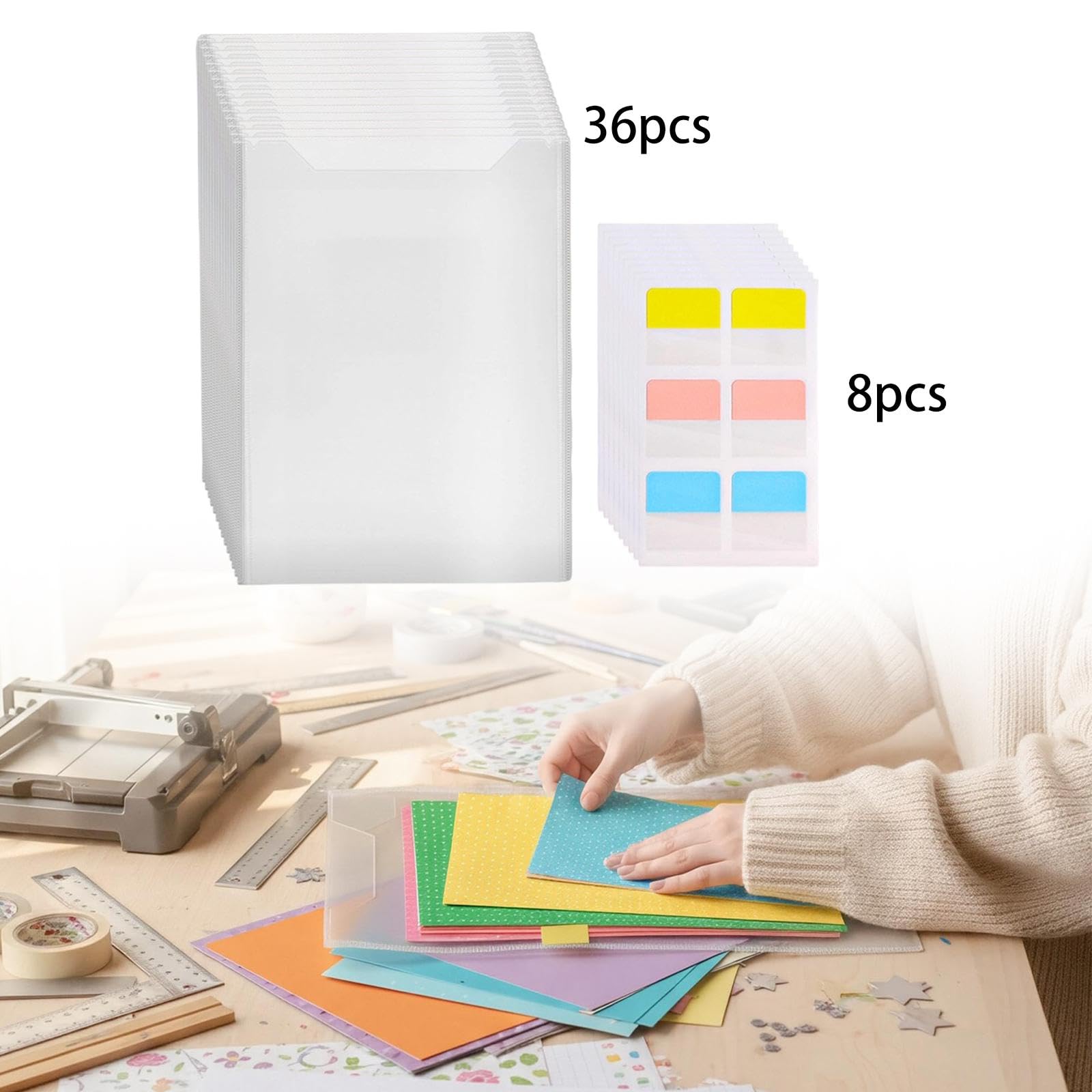 36 Pochettes de Rangement En Papier Semi-transparent pour Scrapbooking, 8,5 X 11 Pouces.