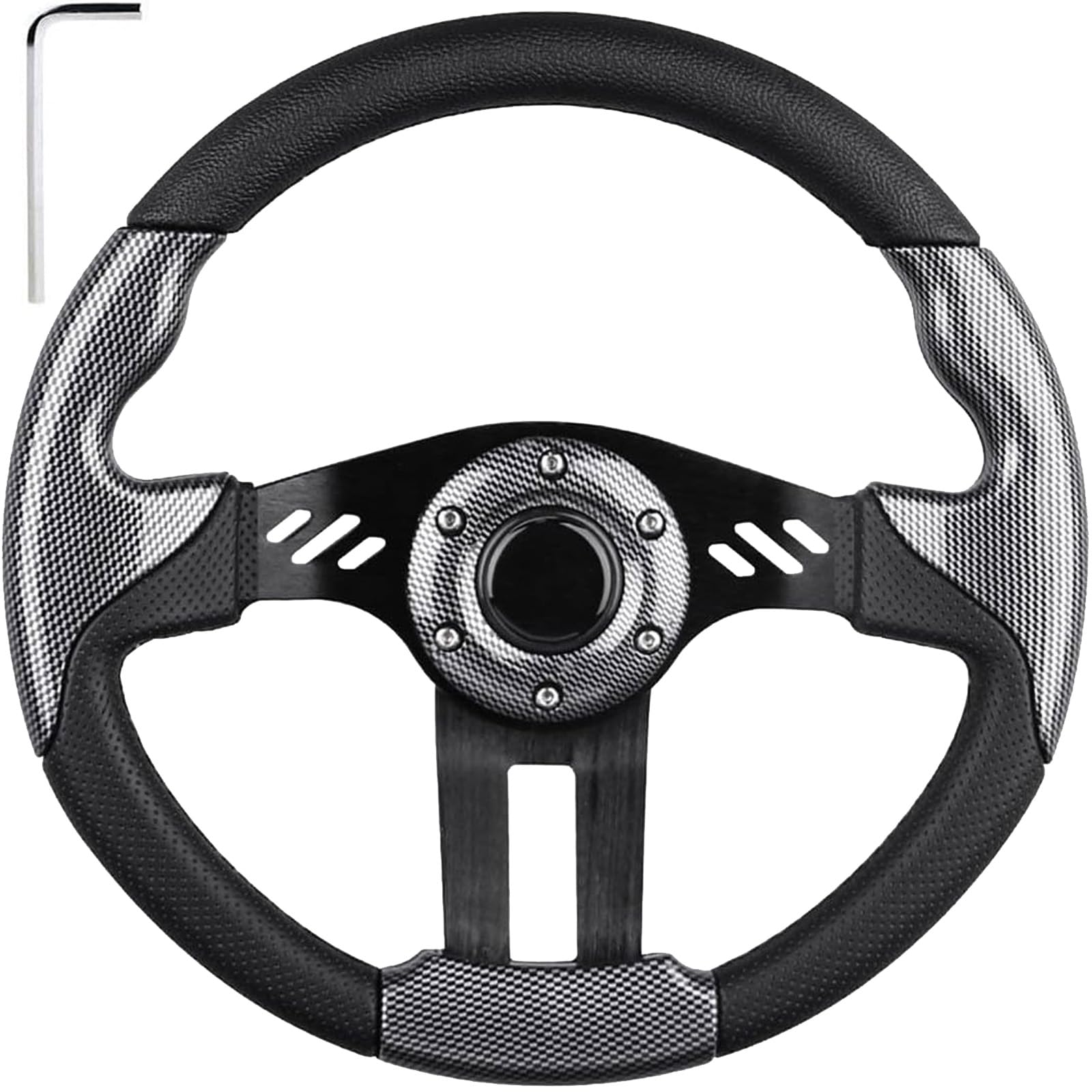 EZGO Steering Wheel - Fit EZGO TXT RXV, Club Car DS Precedent Tempo, Yamaha G2-G29, Universal Golf Cart, Ergonomic Design, PVC Material