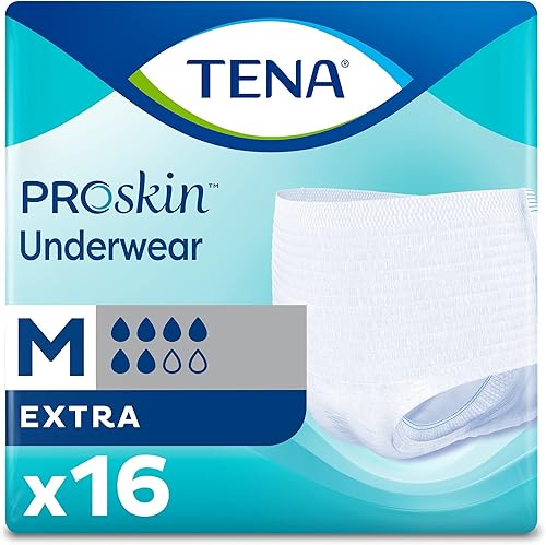 TENA ProSkin - Ropa interior extra transpirable, para incontinencia, desechable, absorción moderada, talla M, 64 unidades