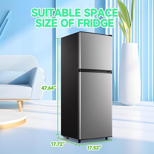 Miniatura 6 de Mini refrigerador de 5.0 pies cúbicos con congelador, frigorífico pequeño, soporte para bebidas, refrigerador de doble puerta, estantes de vidrio