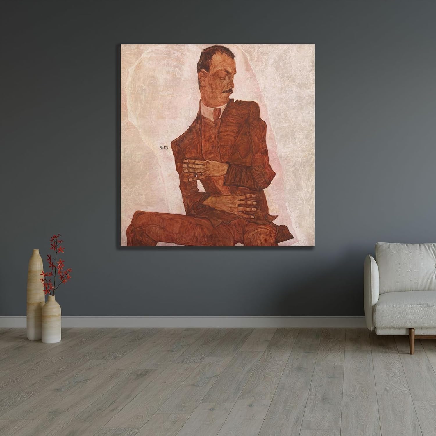 ArtDirect Portrait of Arthur Roessler (1910) Unframed Art Print Giclee Poster by Egon Schiele - Ready for Framing with Customization Sizes 8x8, 11x11, 16x17, 24x25, 36x38 and 48x50 inches