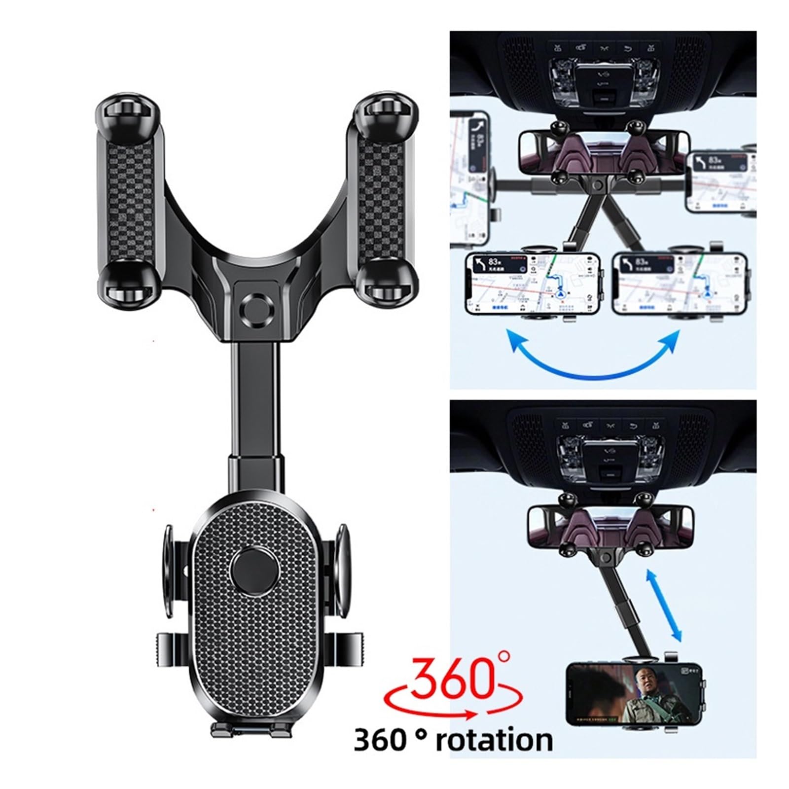 Supporto for telefono da auto con clip retrattile rotazione di 360°