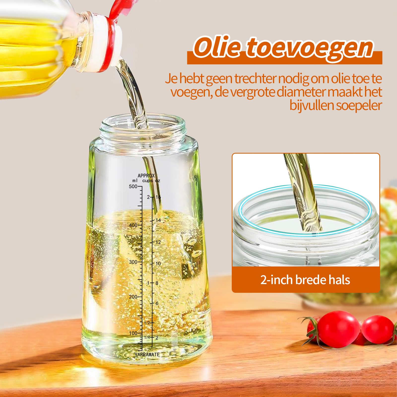 Oliefles met siliconen borstel, oliedispenser voor keuken, vloeistofdispenser met borstel (bruin