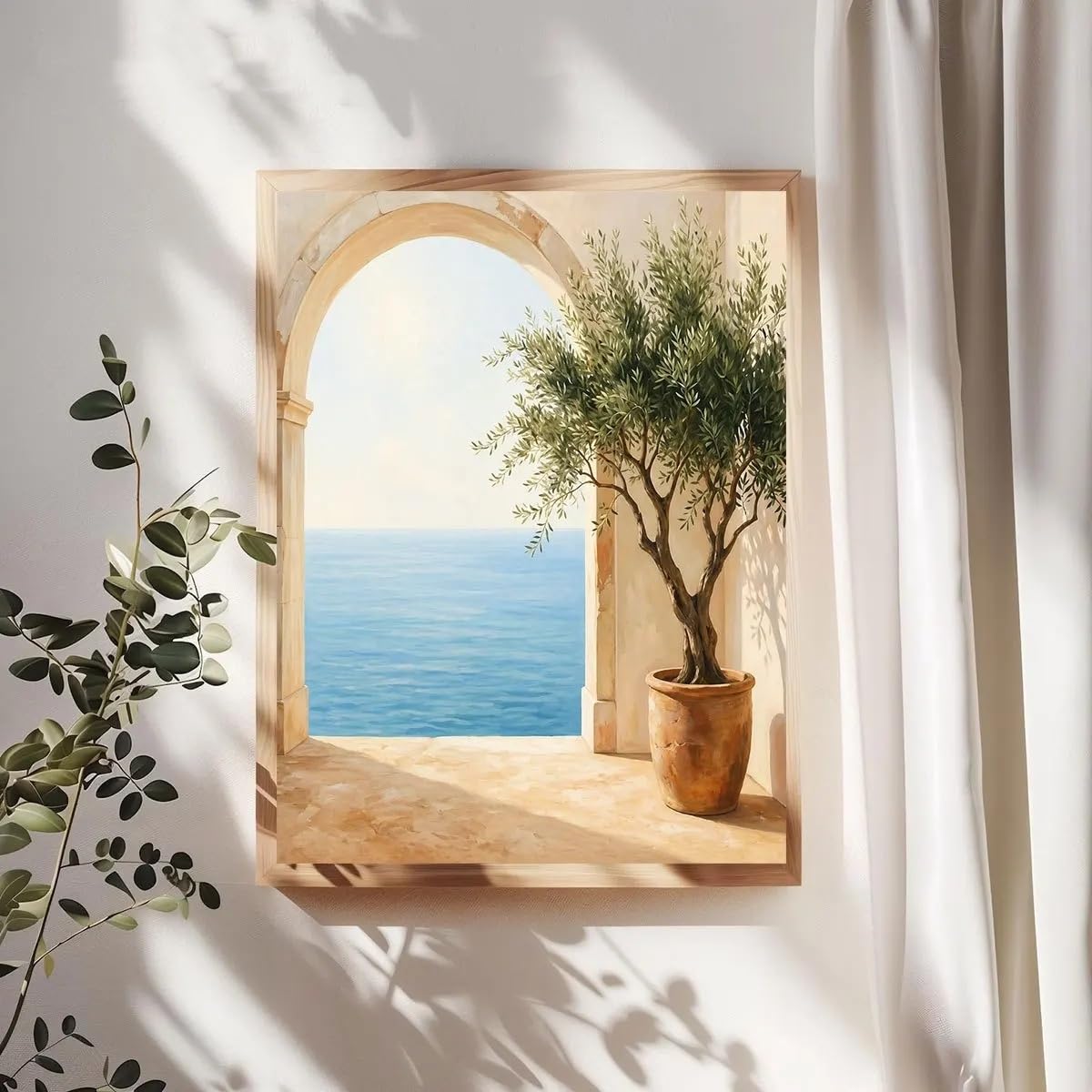 Gosrd Frameless Canvas Prints Seaside Olive Tree Art Posters Style Wall Decoration Arts Home(60X85cm)