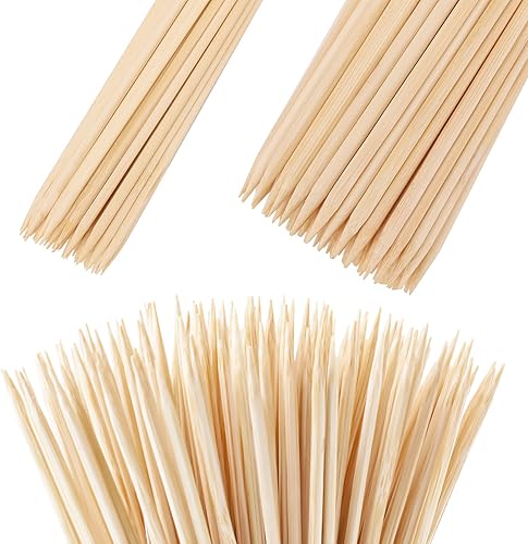 WISYOK Brochetas de bambú de 6 pulgadas y 12 pulgadas, palitos de bambú, brochetas de madera para Kabob, barbacoa, malvavisco, perros calientes,