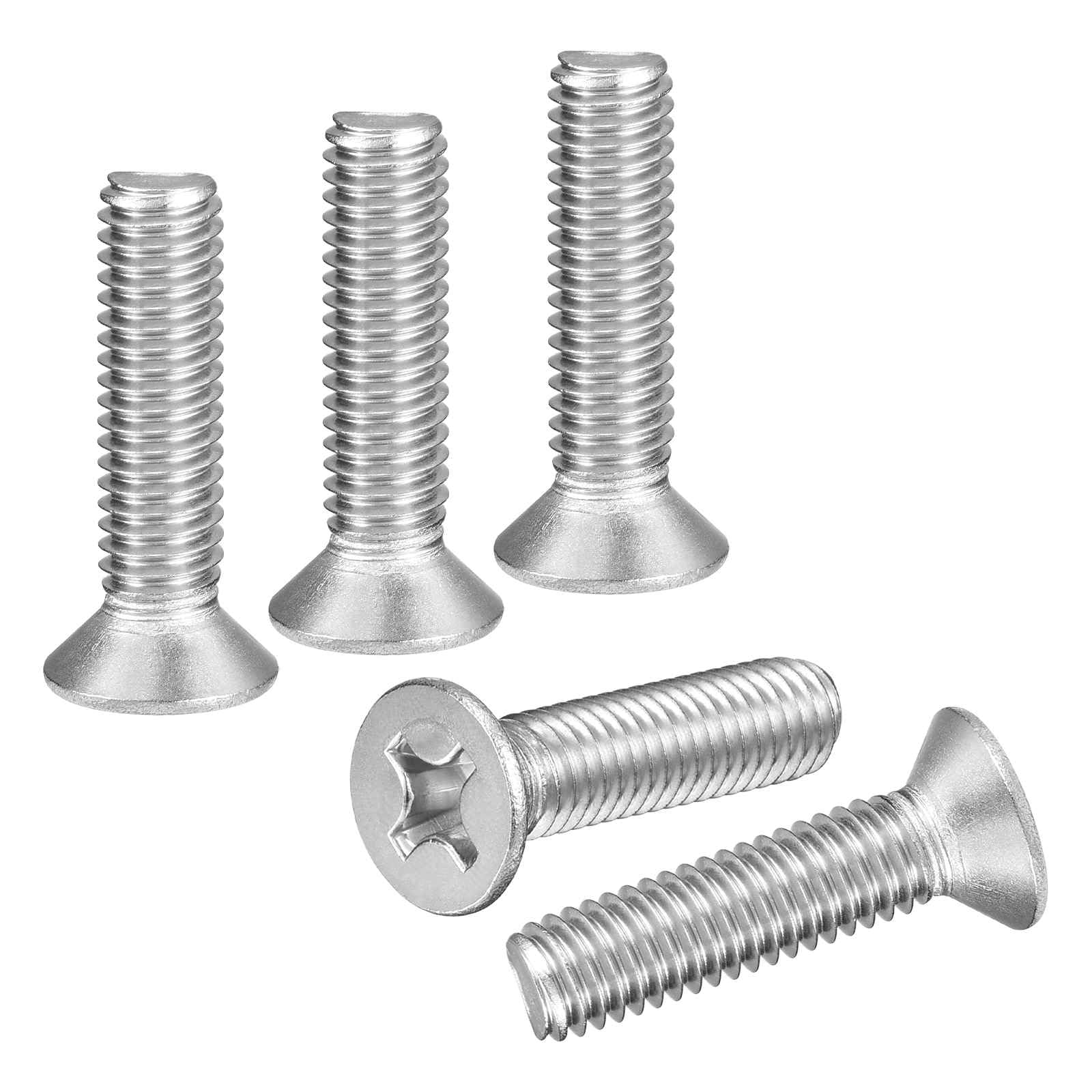DTGN M6-1x25 Flat Head Countersunk Machine Screws - 30pcs - Good for Furniture and Machinery - 304 Stainless Steel Phillips Machine Screws Bolts - Silver — image 1