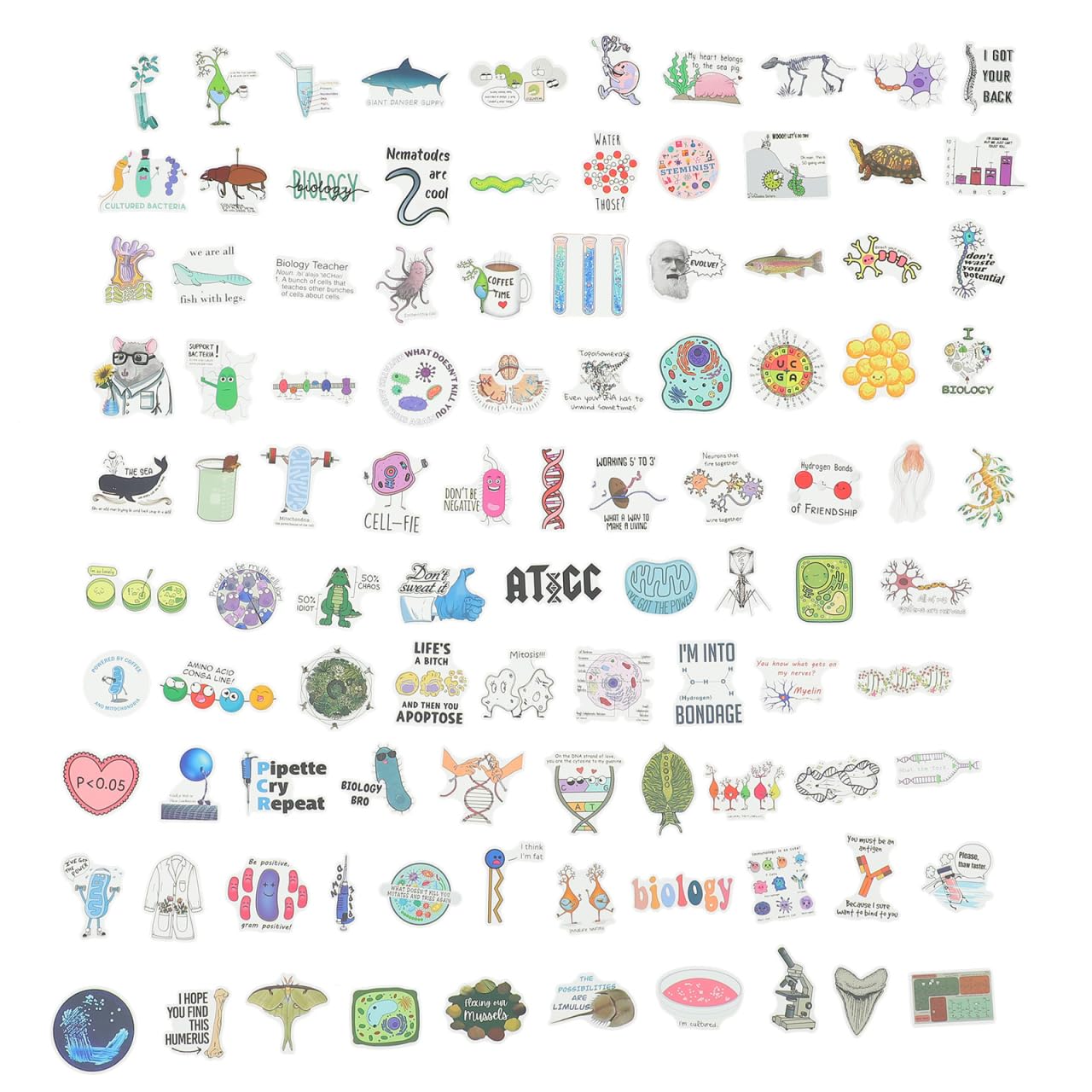 Abaodam Science Stickers 100Pcs Self-Adhesive Decorative Decals for Notebooks Luggage Scrapbook DIY Classroom and Laptop
