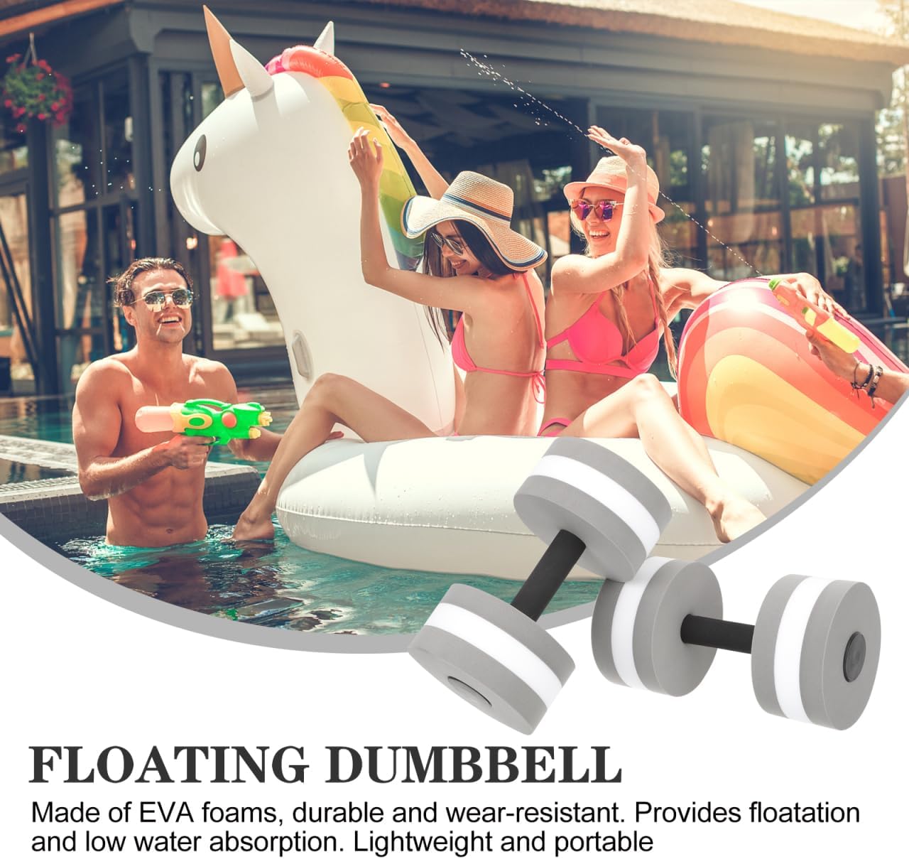 Entertainment Pool Dumbbells Set of 2 Lightweight Water Weights for Aquatic Fitness and Water Aerobics Exercise Equipment 10.62X5.90X5.90In Interactive Dumbbell Weights for Pool Workouts