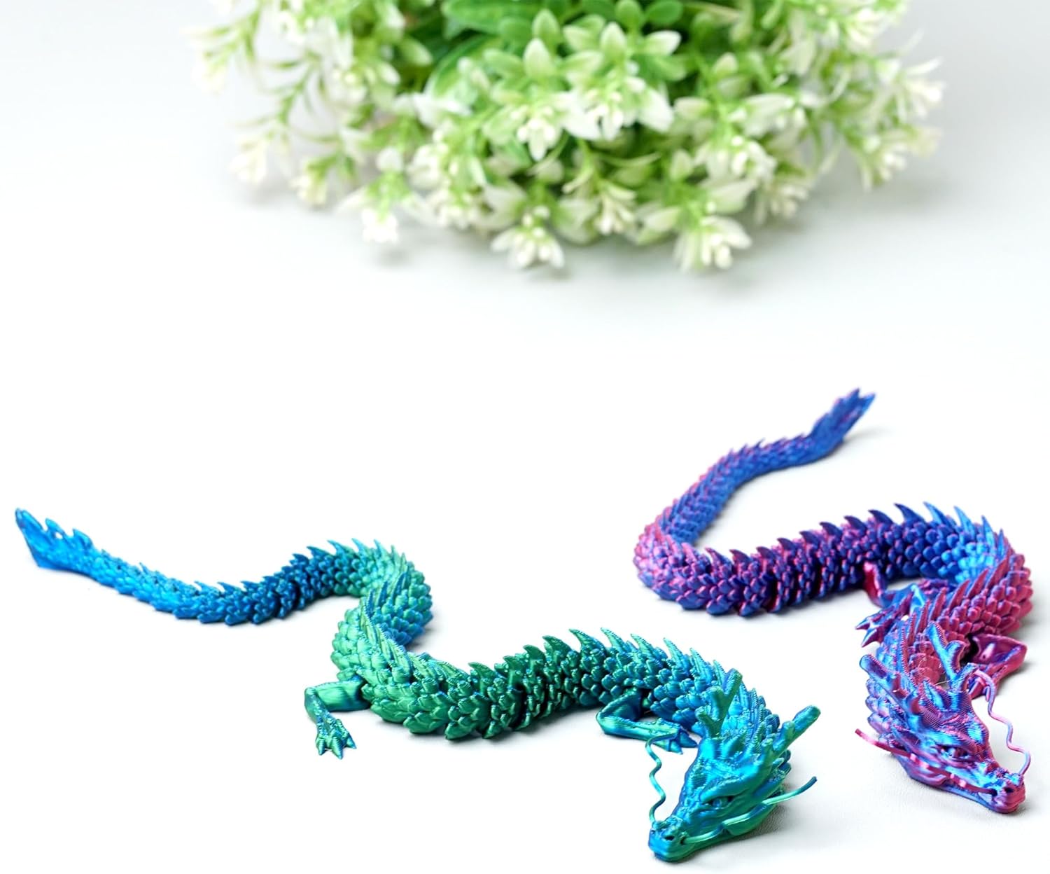2cps 3D Printed dragon Model,Flexible Realistic Articulated Animal Fidget Toys,Mystery Figurines Gifts for Easter,Executive Desk Funny Décor and Festival Collectible,Easter Basket Stuffers (RB+GB)