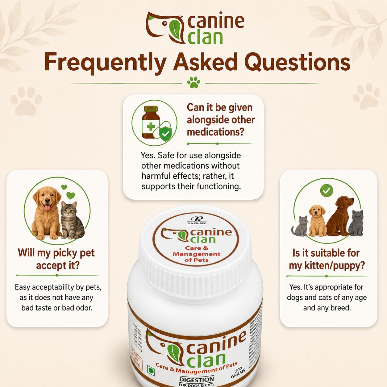 (Digestion) – for Dogs & Cats | Use in Vomiting, Constipation, Gas, Acidity, Indigestion, Appetite Loss | Supplement for Pets | 100 Grams — Amazon image 6