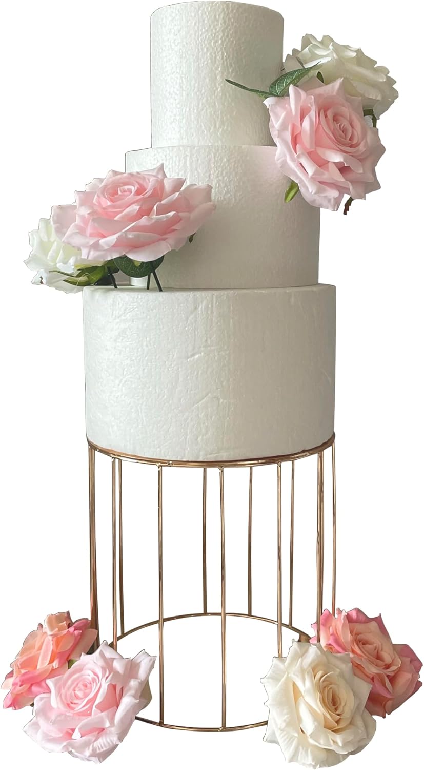 1PC Round Gold Cake Stand Metal Cupcake Stand Floating Cake Separator Dessert Table Display Set for Wedding Brithday Party Dessert Plate Cake Display (5.90"*5.90*5.90*)