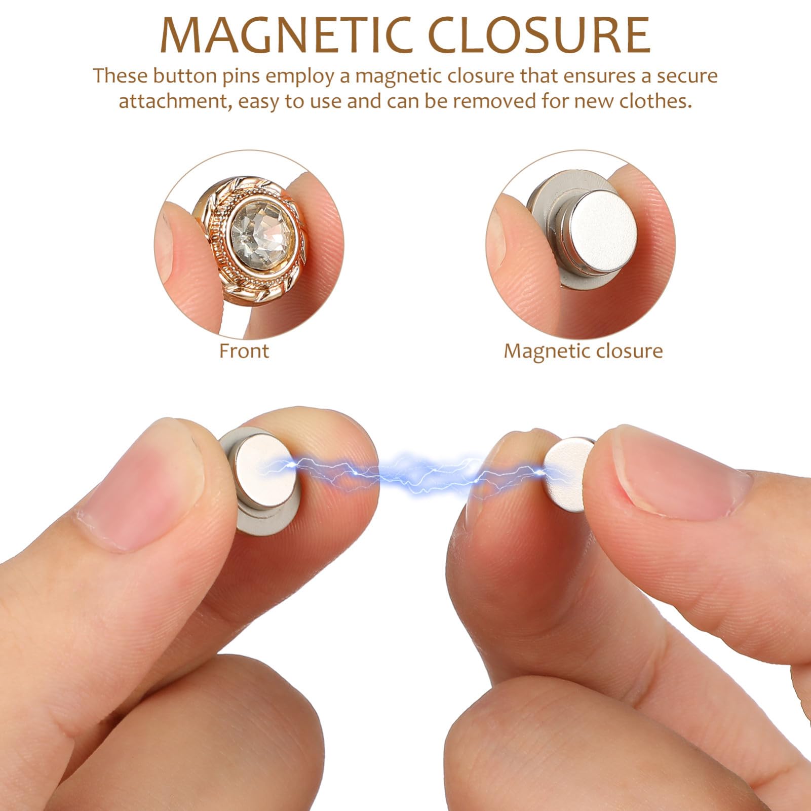 NUOBESTY 5 Sätze Stift Sicherheitsrockknöpfe Sicherheits-broschenverschlüsse Schalmagnete Für Frauen Doppelseitige Hijab-magnete Magnetischer Schalknopf Hijab-knöpfe Metall 8 Stück * 5