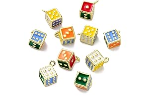 DanLingJewelry 10pcs Random Color Enamel Charms Mini Cubic Dice Charms Dangle Pendants for DIY