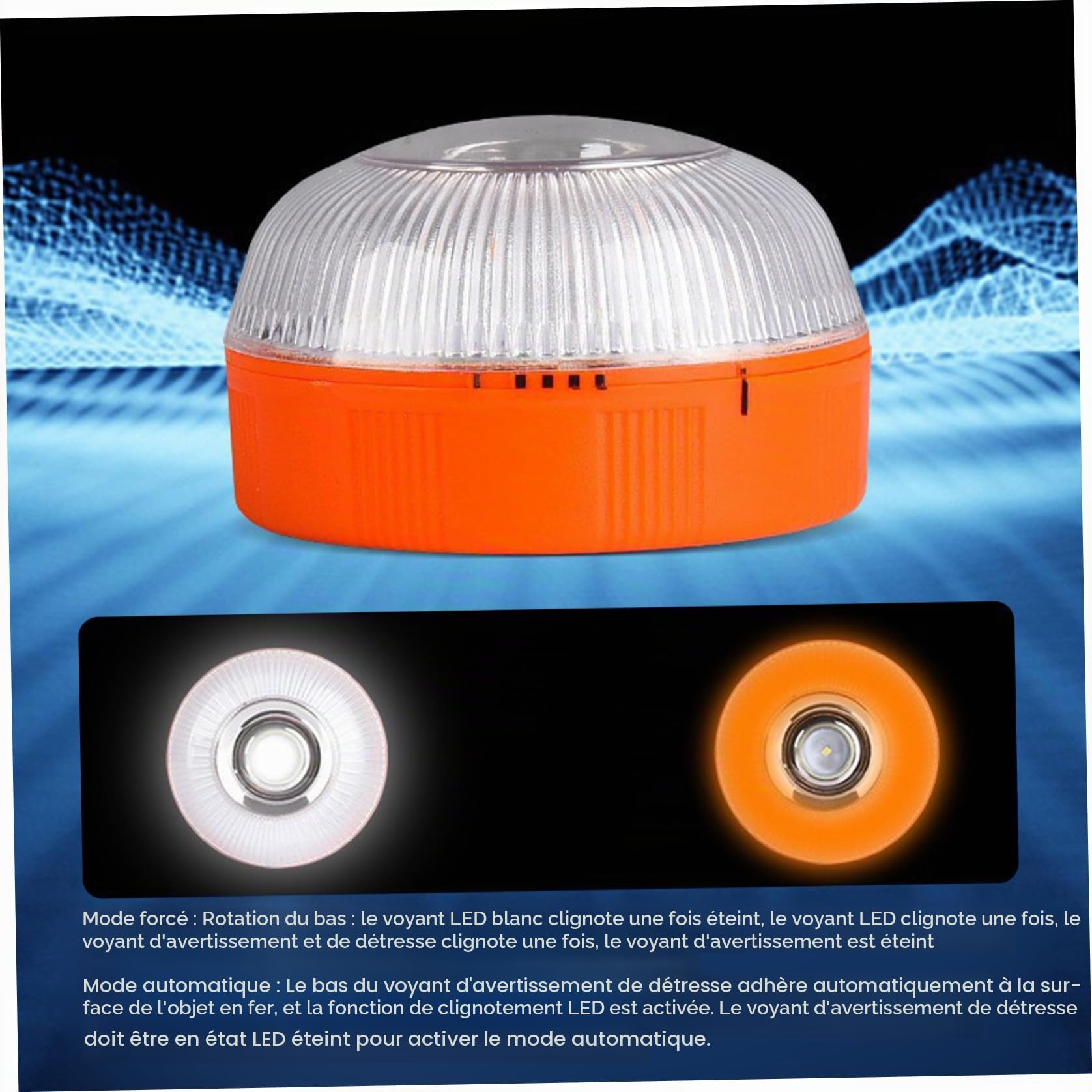 Lumières stroboscopiques LED d'urgence rechargeables approuvées V16 avec Base magnétique pour voitures et motos 2 p