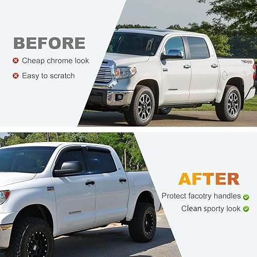 Miniatura 6 de SAPUBK Juego de 4 fundas negras para manijas de puerta Gloosy compatibles con Toyota Tundra 4Dr Crew Cab 2007-2019 2020 2021 y Toyota Sequoia