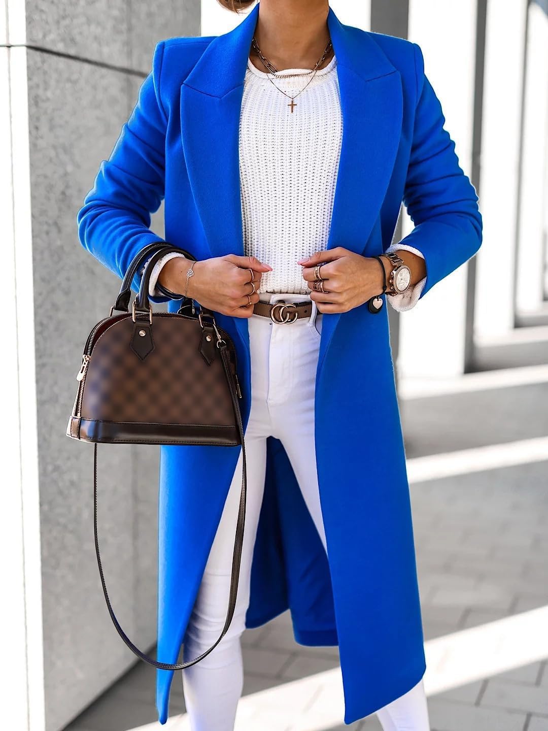 IDEALSANXUN Long Wool Coats for Women Fall Winter Trench Coat Peacoat Double Breasted Blazer Jackets Overcoat - Image 2