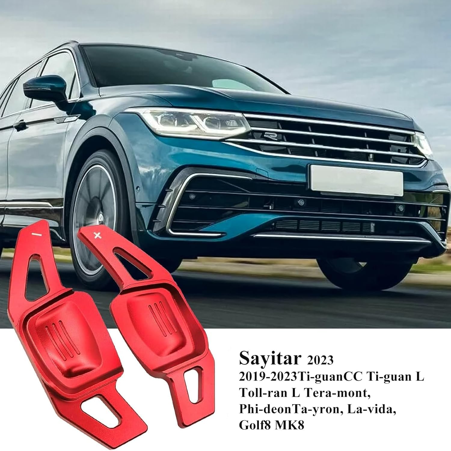 Alrens Lot de 2 palettes de changement de vitesse pour volant de voiture - Extension en aluminium racing - Compatible avec VW Golf 8 MK8 Tiguan CC Tiguan L Touran L Teramont Phaeton C-TREK Lamando