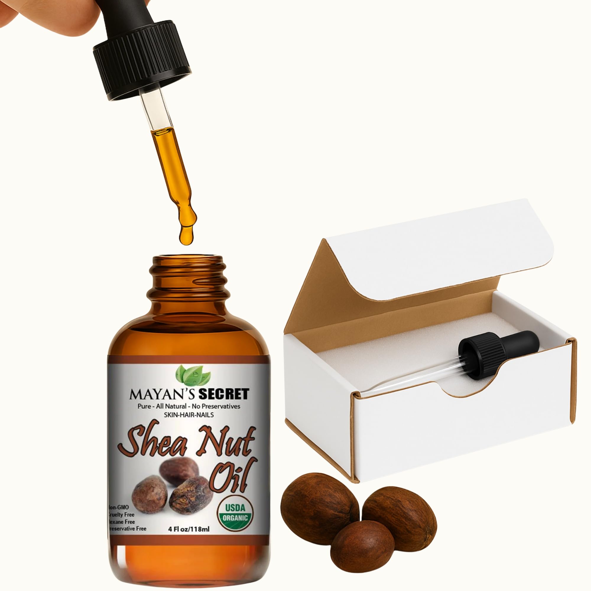 Mayan's Secret Shea Nut Oil USDA Certified Organic Natual Undiluted Cold Pressed for Skin Hair Lips and Nails