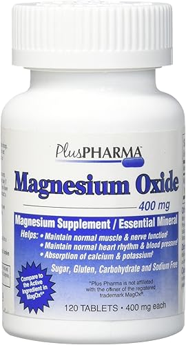 PlusPharma Óxido de Magnesio 400mg, 120 Tabletas Mineral Esencial