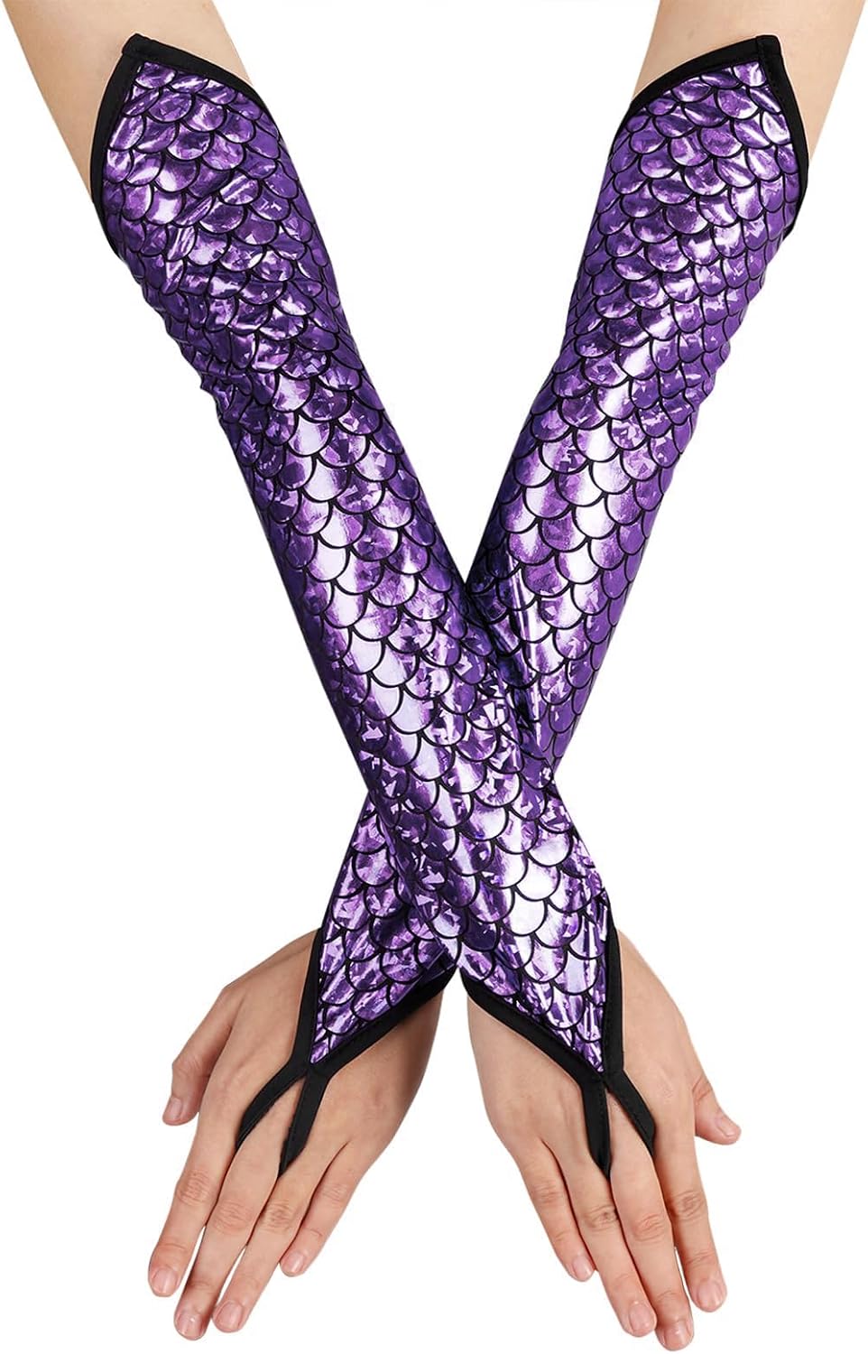 color cosplayer Mermaid Gloves Fish Scales Arm Sleeves Sequin Gloves Fish Scale Fingerless Gloves Halloween Costume for Women