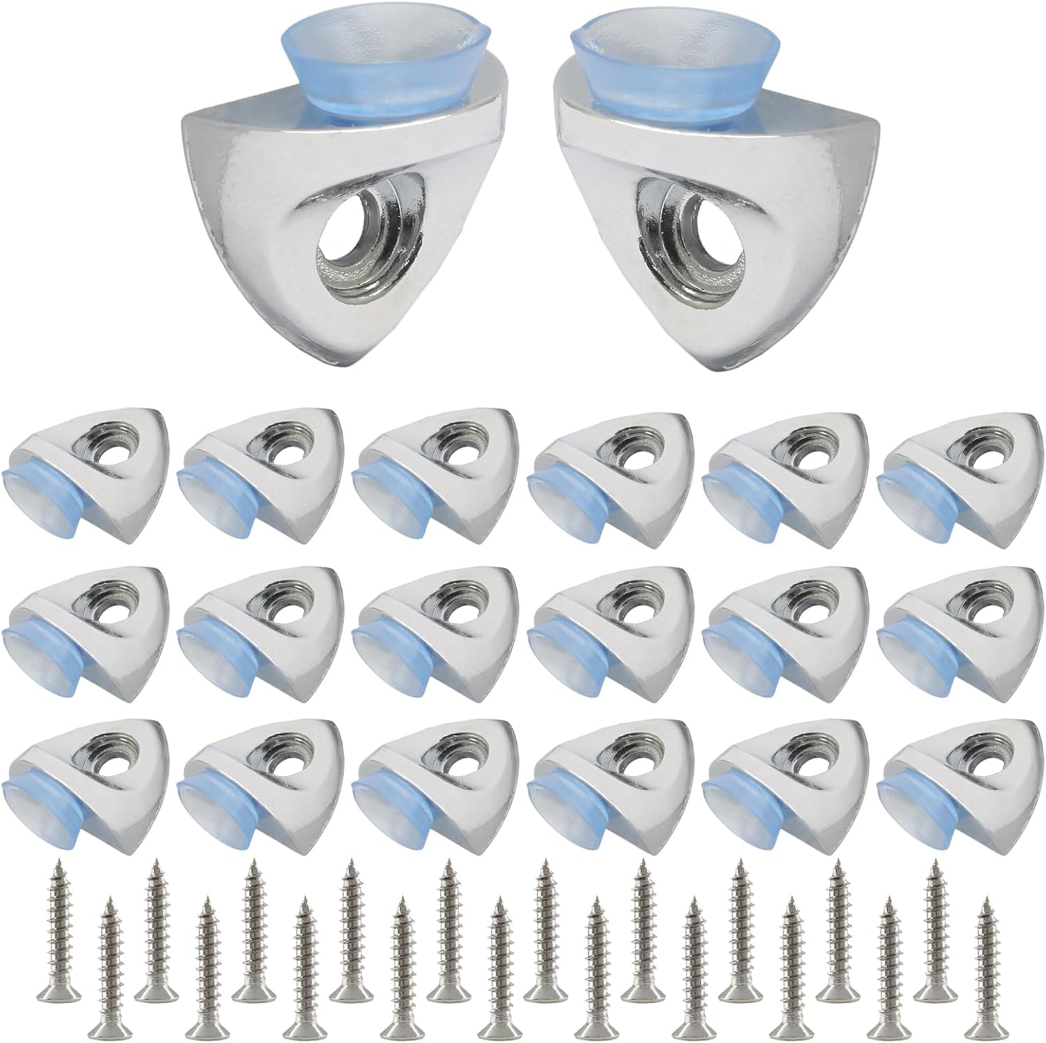 Murtenze 20Pcs Shelf Pins Kit Shelf Support Peg for Furniture Kitchen Cabinet Book Shelves Closet Brackets Clapboard Layer(Triangle, Silver)