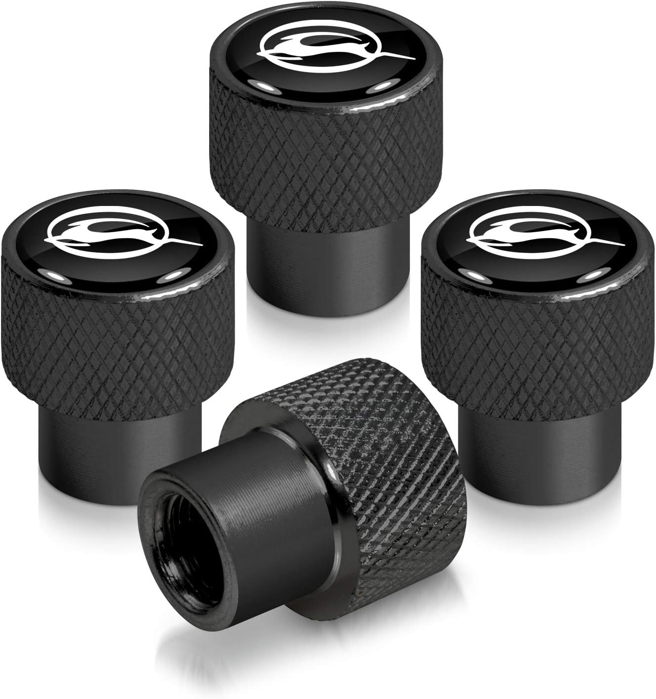 iPick Image for Chevrolet Impala Dual Logo Black Easy-Grip Aluminum Tire Valve Stem Caps