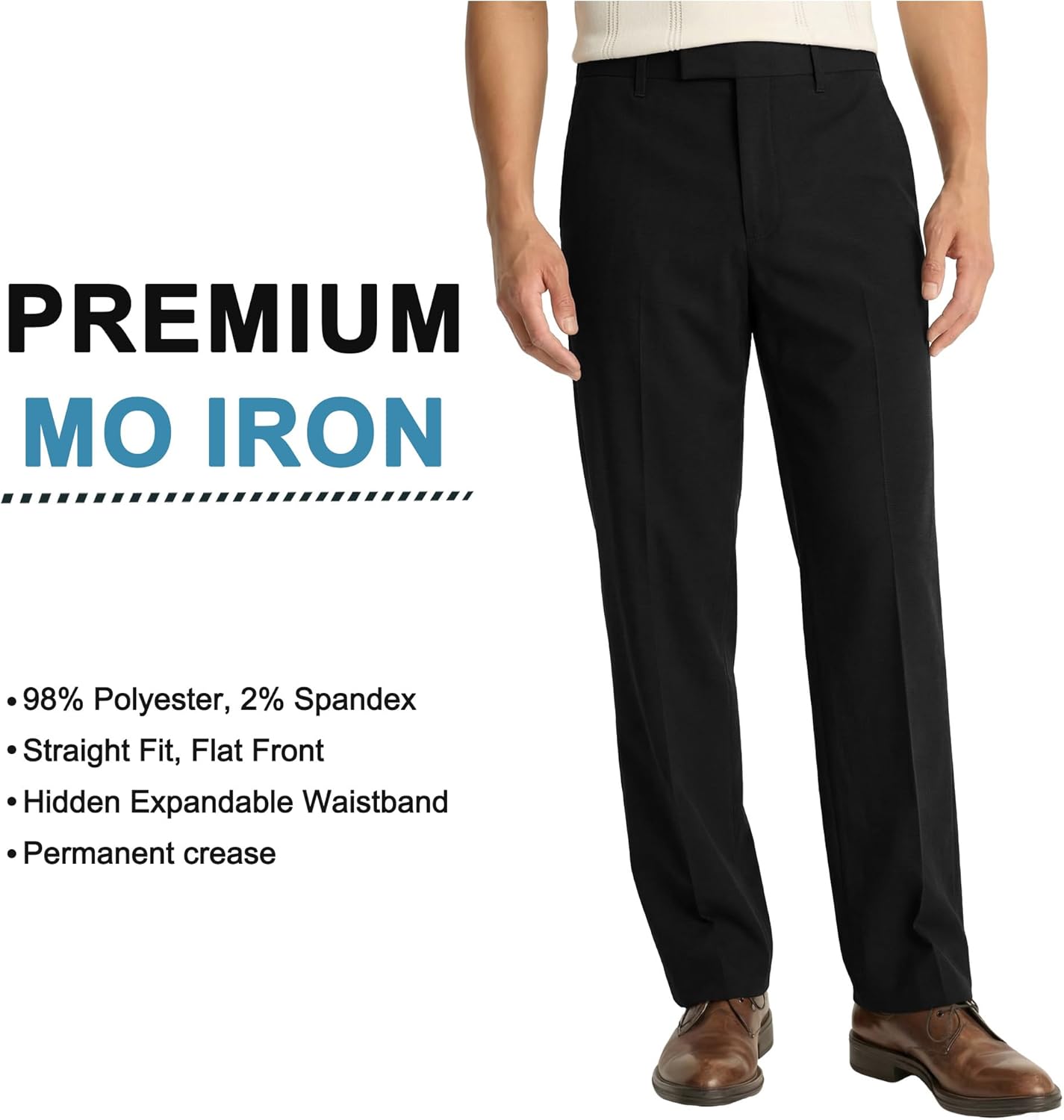 Men's Stretch Straight Fit Non-Iron Dress Pants Flat-Front Golf Pants Casual Comfy Trousers with Pockets - Image 4
